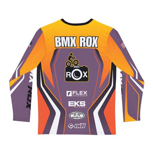 BMX Rox Racing Long Sleeve Jersey — Bold Orange & Purple BMX Team Shirt