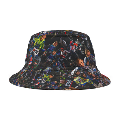 BMX Rox All-Over-Print Bucket Hat — Bold Yellow Logo, BMX Racing Crowd Design