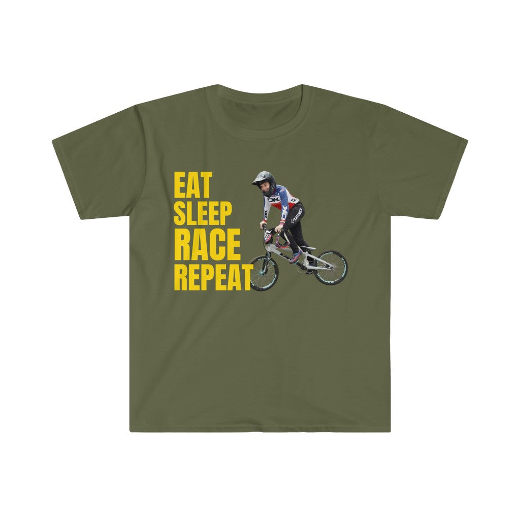 Carly Kane Unisex T-Shirt- Eat, Sleep, Race, Repeat.
