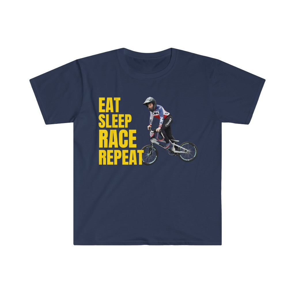 Carly Kane Unisex T-Shirt- Eat, Sleep, Race, Repeat.